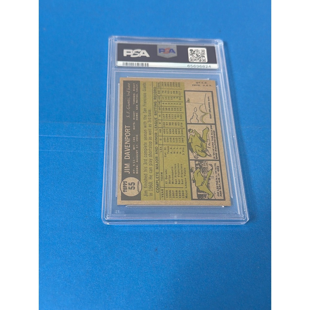 1961 Topps Jim Davenport #55 San Francisco Giants PSA 8 NM-MT Vintage Card - Picture 2 of 3
